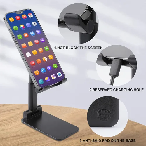 Miniatura 4 de Cute Retro Roller Skates Portable Cell Phone Stand Foldable Desktop Phone Holder Adjustable Height Angle with Print Pattern black-style-21