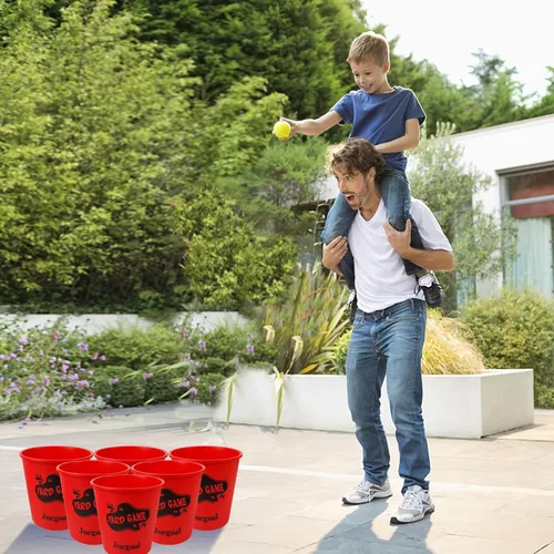 Miniatura 7 de Juegoal Outdoor Giant Yard Pong Game Set Outdoor Toss Game Throwing Game for Beach, Camping, Lawn and Backyard Rojo