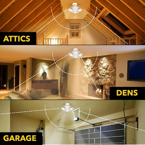 Miniatura 7 de Bell+Howell QUADBURST - Bombillas LED de techo de 80 W, 5500 lúmenes, 4 paneles deformables de aluminio para interiores, dormitorios, luces