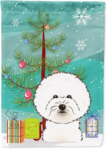 Miniatura 27 de Caroline's Treasures BB1622CHF - Bandera de casa Shih Tzu con árbol de Navidad y gris plateado para porche, grande, para colgar en la pared