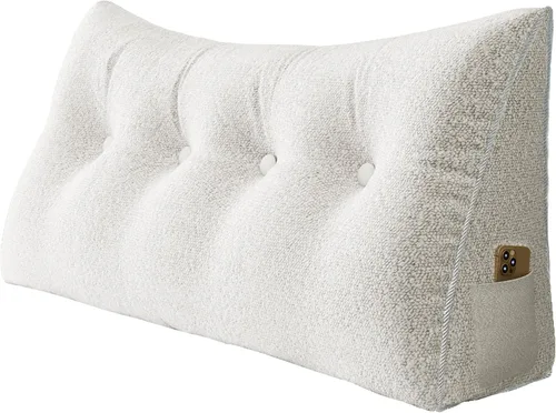 Miniatura 11 de Almohada de cabecera gruesa totalmente rellena individual XL, cabecero acolchado de dormitorio, soporte suave y firme, cojín grande triangular, Azul