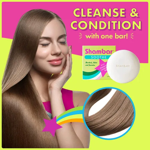 Miniatura 2 de Shambar SOOTHE - Barra de champú y acondicionador totalmente natural, lavado de cabello sólido con bardana, menta y jazmín, sin sulfatos y vegano