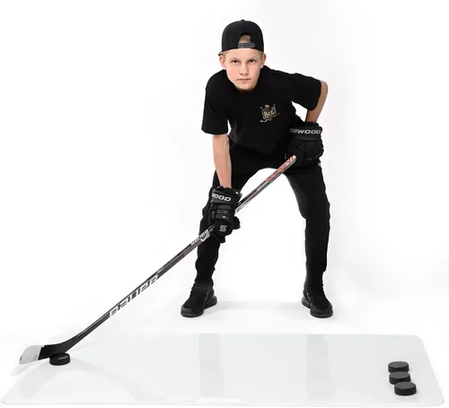 ACE HOCKEY Almohadilla de tiro de 30 x 60 pulgadas – Dispara como en hielo real – Practica tiro, manejo de palos, habilidades de paso en 12.5 pies