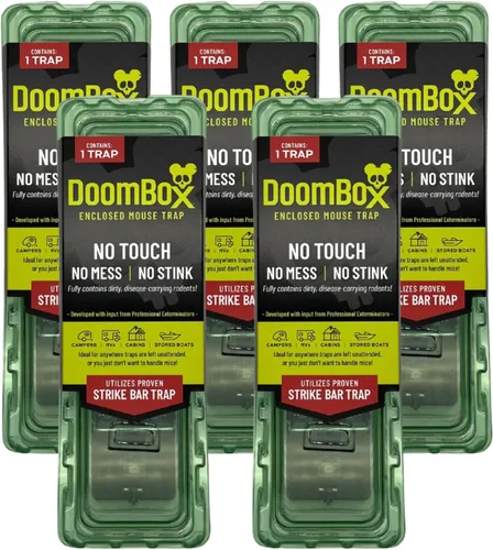 Miniatura 7 de DoomBox™ Trampa para ratones transparente Mantiene el desorden con el mouse Tecnología patentada de cierre Click-It™ Seguro para niños