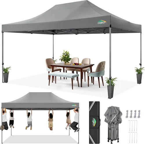 Miniatura 54 de COBIZI Toldo de 10 x 20 pies con paredes laterales, carpa de fiesta resistente para fiestas, bodas, tienda de campaña portátil plegable fácil