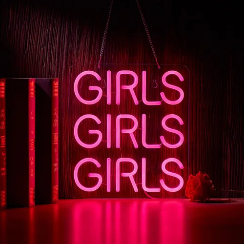 Letreros de neón para niñas, bar de cerveza, hogar, arte, luz de neón LED, luces de neón con regulador para dormitorio, oficina, hotel, pub, café,