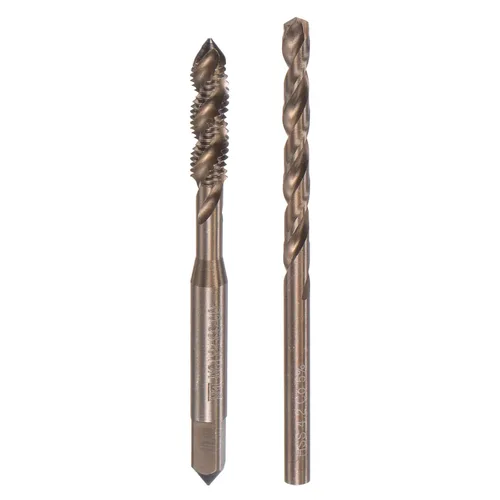 Miniatura 12 de uxcell M2 x 0.4 espiral flauta grifo y 0.063 in Twist Drill Broca Set, métrica M35 cobalto alta velocidad máquina roscado rosca rosca herramienta