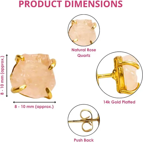 Miniatura 105 de Gempires Natural Raw Prong Setting Stud Earrings, 8-10 mm Crystals Earring, Handmade Jewelry, Gift for Her