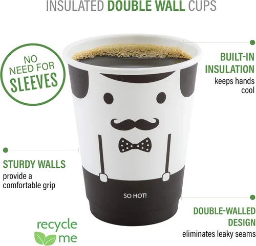 Miniatura 21 de Restaurantware Tazas de café de papel de 4 onzas, 25 tazas de papel desechables de doble pared, a prueba de fugas, reciclables, tazas calientes