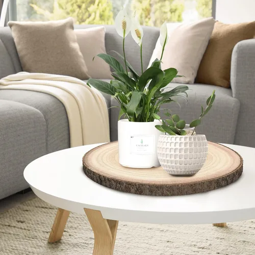 Miniatura 7 de Rebanadas de madera para centros de mesa, 4 piezas, rodajas de madera redondas para manualidades, círculos y losas de madera rústica, discos