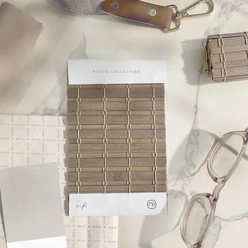 Persianas de bambú personalizadas MOOD | Rústicas | Persianas romanas de bambú inalámbricas para ventanas y puertas (tejido natural) | Roble rústico