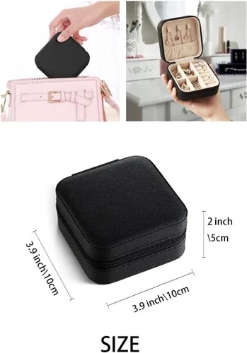 Miniatura 3 de Joyero de viaje, mini cajas de viaje portátiles para joyas, pequeño organizador de joyas para anillos, aretes, colgantes, relojes, collares, lápices