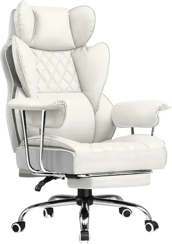 Miniatura 10 de COMHOMA Silla de Oficina Grande y Alta, Silla Gaming de Cuero con Respaldo Alto y Reposapiés, Silla de Oficina Ejecutiva Ergonómica con Soporte