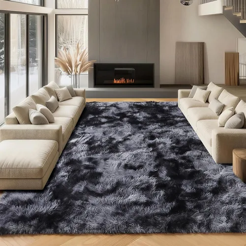 Miniatura 15 de ONASAR - Alfombra de pasillo negra de 2 x 6 pies, esponjosa, lavable, ultrasuave, afelpada, peluda, tapete para bebés, dormitorio de niños, armario