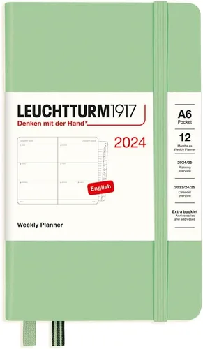 Miniatura 9 de LEUCHTTURM1917 - Agenda semanal 2024 con folleto adicional, bolsillo (A6) tapa dura, azul marino (1 de enero - 31 de diciembre de 2024)