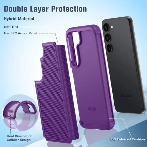 Miniatura 3 de FNTCASE Funda para Samsung Galaxy S24: funda protectora de doble capa a prueba de golpes para teléfono celular Protección a prueba de caídas