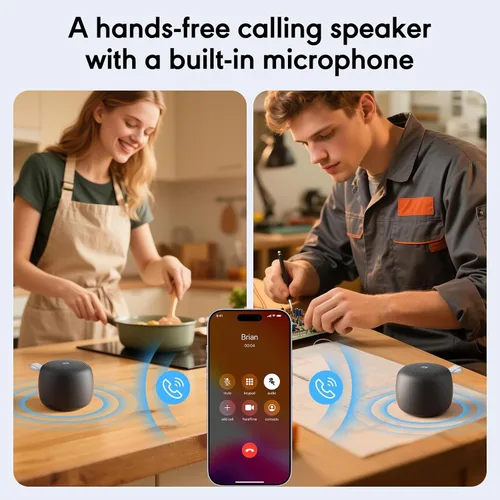 Miniatura 3 de Altavoz Bluetooth portátil, ultra compacto con Bluetooth 5.4 y ranura para tarjeta TF Tiempo de reproducción de 10 horas, estéreo TWS, llamadas