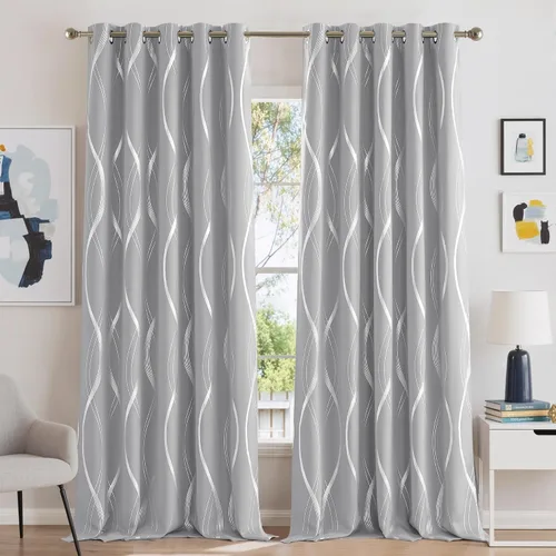 Miniatura 87 de NICETOWN Paneles de Cortinas Opacas para Dormitorio - Tratamiento de Ventanas con Aislamiento Térmico, Ojales Sólidos, Cortinas Opacas con Diseño
