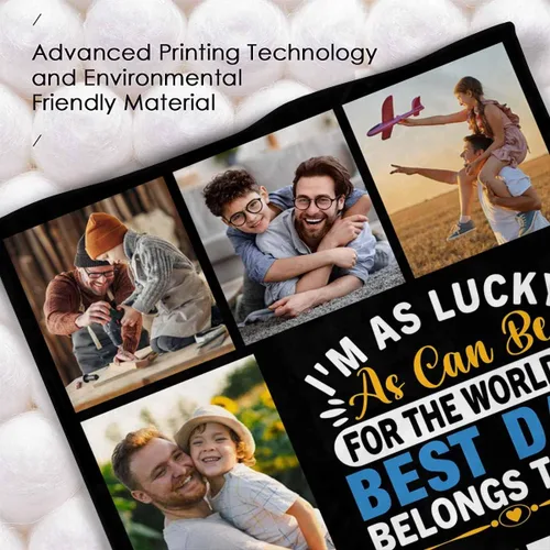 Miniatura 4 de LOSARON Regalos para papá, mantas personalizadas con fotos de The World's Best Dad Belong to Me, 7 fotos, colección de fotos personalizadas