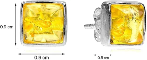 Miniatura 2 de Ian and Valeri Co. Aretes cuadrados de plata de ley ámbar claro, Ámbar, Ámbar