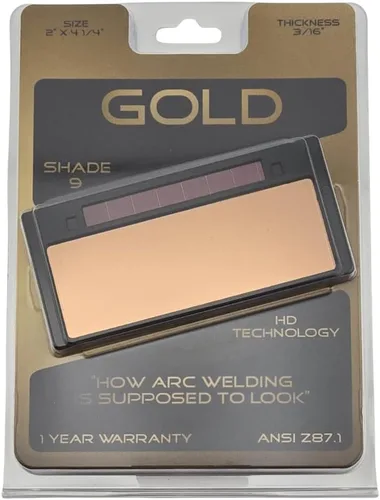 Lente de Soldadura de Oscurecimiento Automático Dorado – Filtro Dorado de Color Verdadero – Se Adapta a Cascos de Soldadura de 2" x 4-1/4" – Tono 9
