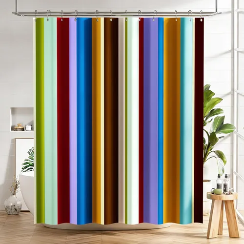 Miniatura 45 de AmazerBath Cortina de ducha floral, juego de cortinas de ducha lavables de tela con 12 ganchos para cortina de ducha, cortinas de ducha de tela C