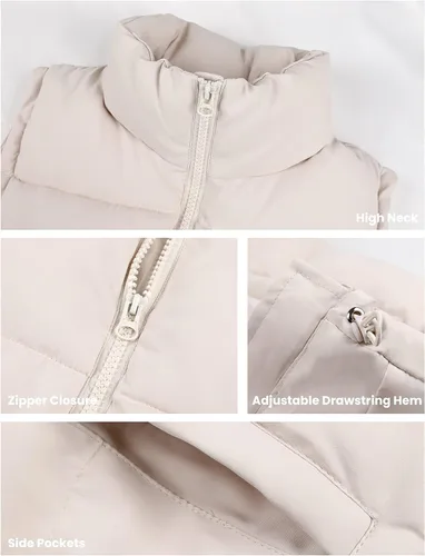 Miniatura 2 de Athlisan Chaleco acolchado con cremallera para mujer cuello alto sin mangas con relleno