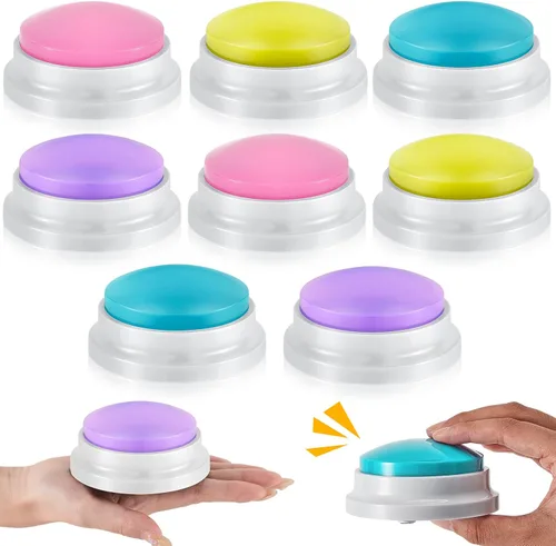 Miniatura 12 de Honoson 8 Piezas de Botones de Respuesta Grabables para Juegos de Trivia, Botones de Timbre de Grabación, Regalos para Regreso a Clases, Equipo