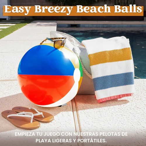 Miniatura 6 de JOYIN Paquete de 4 pelotas de playa de 20 pulgadas – Pelota de playa grande arcoíris inflable juguetes de piscina para decoración de suministros