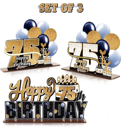 Miniatura 98 de LINGTEER Feliz 10º Cumpleaños Juego de Centros de Mesa de Acrílico Azul para Mesa - Brindemos por Diez Años Decoraciones de Regalo de Fiesta de 10º