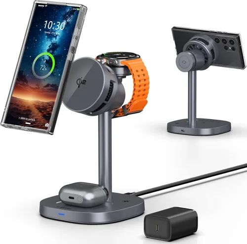 Estación de carga magnética 3 en 1 para Samsung, cargador inalámbrico Magsafe con certificación Qi2 y enfriamiento para teléfono para Samsung Galaxy