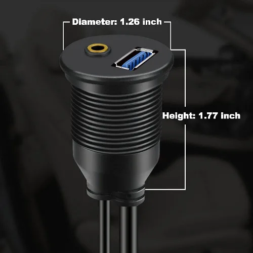 Miniatura 6 de Paquete de 2 cables USB 3.0 y 0.138 in para montaje en automóvil de 0.138 in + extensión AUX USB 3.0 para tablero de salpicadero, cable de montaje
