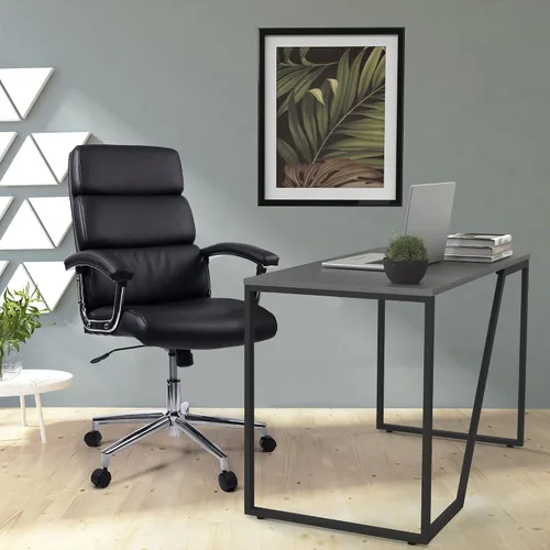 Miniatura 2 de Lorell Silla ejecutiva negra con respaldo alto de cuero