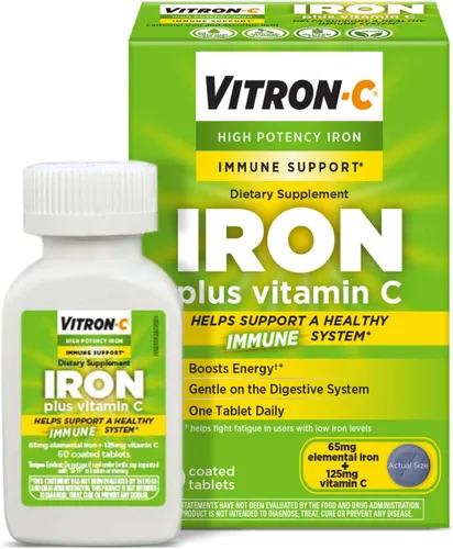 Miniatura 5 de Vitron-C Suplemento de hierro, una vez al día, suplemento de hierro de alta potencia con vitamina C y suplemento de hierro y apoyo inmune