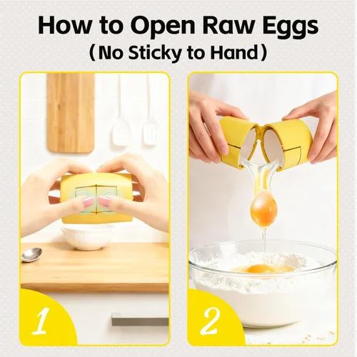 Miniatura 5 de Abridor de cáscara de huevo duro 2 en 1, pelador de huevos con perforador, lindo separador de huevos para huevos crudos, galleta de huevos