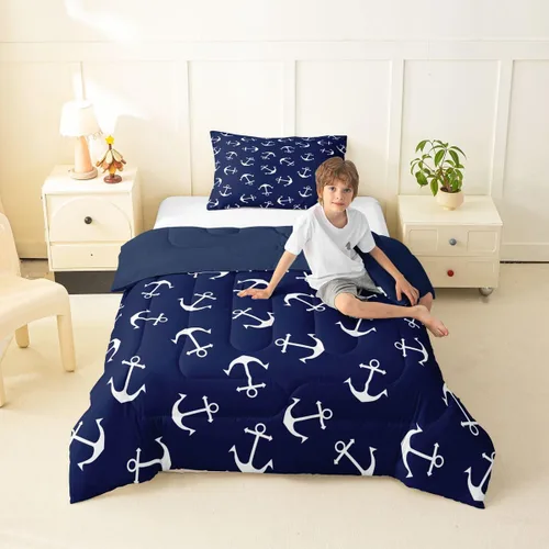 Miniatura 32 de Manfei Go Fishing Juego de edredón tamaño King para niños, juego de ropa de cama con diseño geométrico de peces de bass y rombos, decoración