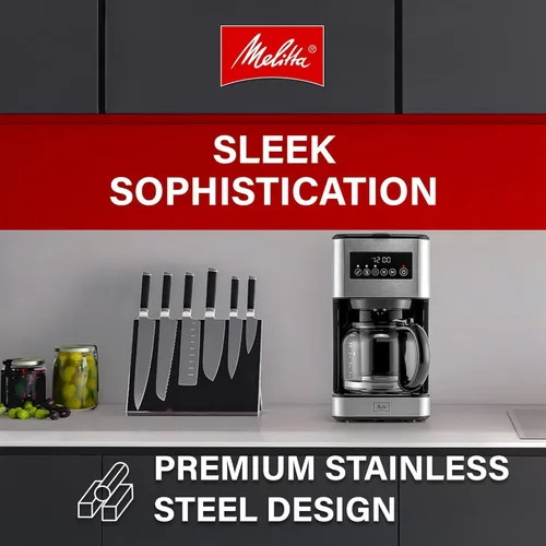 Miniatura 7 de Melitta Aroma Serie Cafeteras de Goteo Programables Parent (Aroma Tocco Plus Negro y Acero Inoxidable 12 Tazas) con Paquete de 5 Filtros de Café