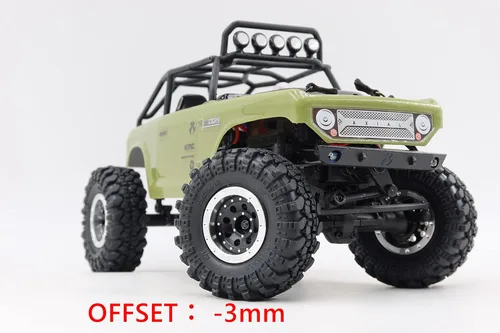 Miniatura 6 de HOBBYSOUL Ruedas ajustables Offset 1.0 Beadlock color negro plateado, ruedas pesadas 1.0 rc de 0.74 oz/llanta para 1/18 Traxxas TRX4M Axial SCX24