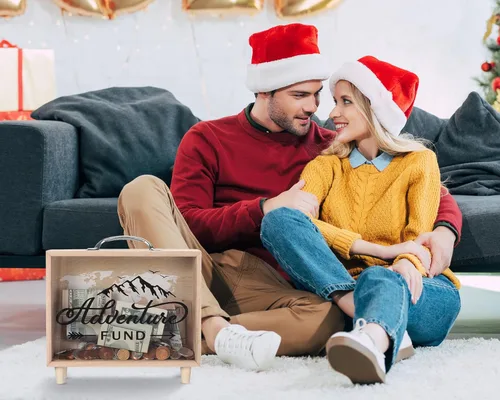 Miniatura 6 de Vesici Caja de Fondos de Viaje Alcancía para Adultos Caja de Ahorros de Dinero Maleta Decorativa de Vacaciones Banco de Monedas de Madera