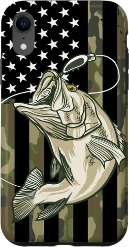 Miniatura 24 de Funda de camuflaje para iPhone 16, diseño de bandera estadounidense, pescador, pescador, camuflaje