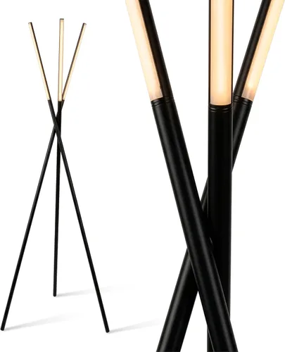 Brightech Stix - Lámpara de pie LED con trípode para sala de estar, lámpara de pie moderna regulable, con 3 luces para dormitorio, iluminación Negro