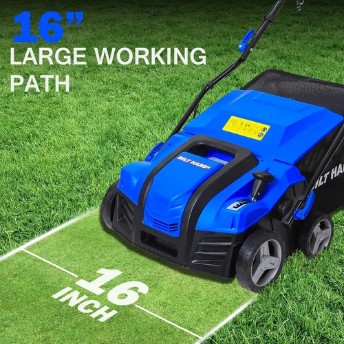 Miniatura 2 de BILT HARD Descompactador Escarificador eléctrico de 16 pulgadas, motor de cobre de 15 amperios, ajuste de profundidad de 5 posiciones, bolsa de paja