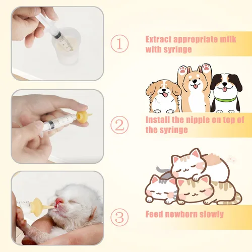 Miniatura 4 de Mini Botella de Alimentación para Mascotas y Jeringas con Tetinas para Gatos, Perros y Otros Animales Pequeños (Modelo 4)