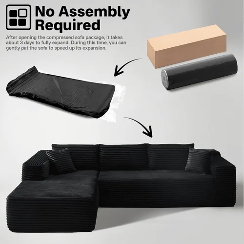 Miniatura 7 de Sofás seccionales Cloud de 96 pulgadas para sala de estar, sofá sin hueso en forma de L con cómoda silla, sofá modular con asiento profundo,