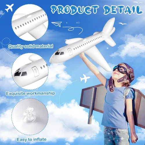 Miniatura 3 de Syhood 3 globos inflables grandes blancos de 40 pulgadas para decoración temática de aviación, avión inflable para fiestas al aire libre, regalos