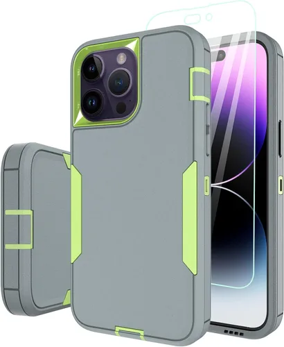 Miniatura 12 de Funda para iPhone 14 Pro Max, con protector de pantalla de vidrio templado, carcasa resistente a prueba de golpes con cubierta de puerto de carga
