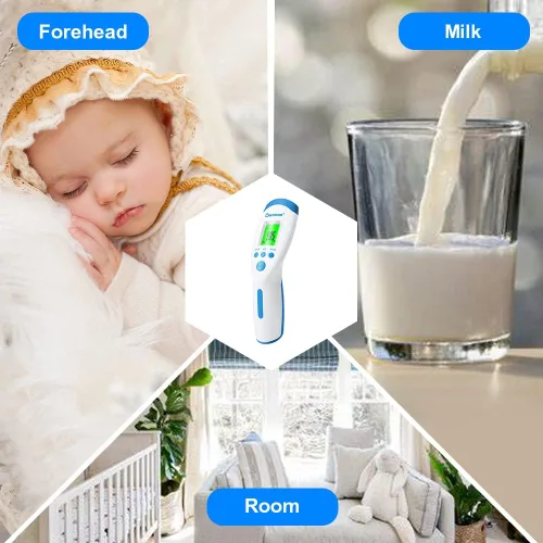 Miniatura 5 de Berrcom - Termómetro infrarrojo sin contacto para la frente para adultos y niños, termómetros digitales de fiebre 3 en 1 con pantalla LCD y alerta