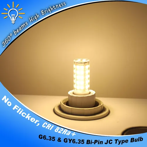 Miniatura 7 de Heifymi AC100-240V GY6.35 Bombilla LED equivalente a 5 W Halgoen JC tipo GY6.35/G6.35 base bi-pin blanco cálido 2700 K para candelabros, colgante