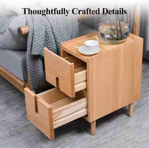Miniatura 4 de Mesita de noche moderna de mediados de siglo, mesita de noche estrecha, mesa auxiliar minimalista para dormitorio, mesas de noche de 2 cajones