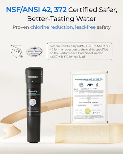 Miniatura 4 de Waterdrop 15UA - Sistema de filtro de agua para debajo del fregadero, 2 años, reduce el plomo, el cloro, el mal sabor y el olor, filtro de agua